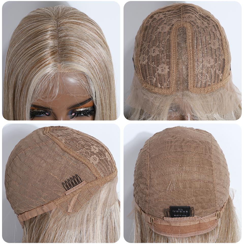 Noble Lace Wigs For Women Long Straight Synthetic Lace WIg 36 Inch Ombre Blonde Lace Wig Cosplay Blonde Wig Synthetic Lace Wig