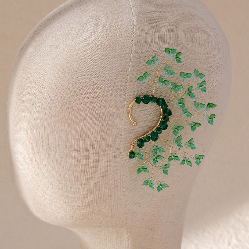 Fairy Pearl Flower Ear Cuffs Chic Rhinestone Ear Clips Fashion Butterfly Elf Ear Cuff Women