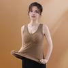 Thermal Vest V-Neck Sleeveless Chest Pad Underwear Vest Seamless Velvet Lining Autumn Winter Warm Bottom Vest