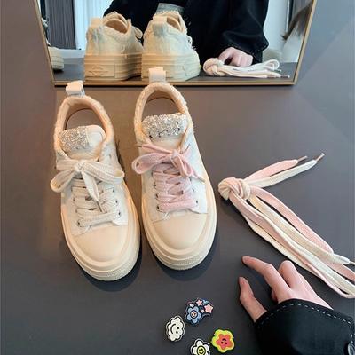 У Рут такие же холщовые женские туфли с толстой подошвой и большим носом, новые универсальные повседневные маленькие белые спортивные туфли на весну и осень 2025 года.