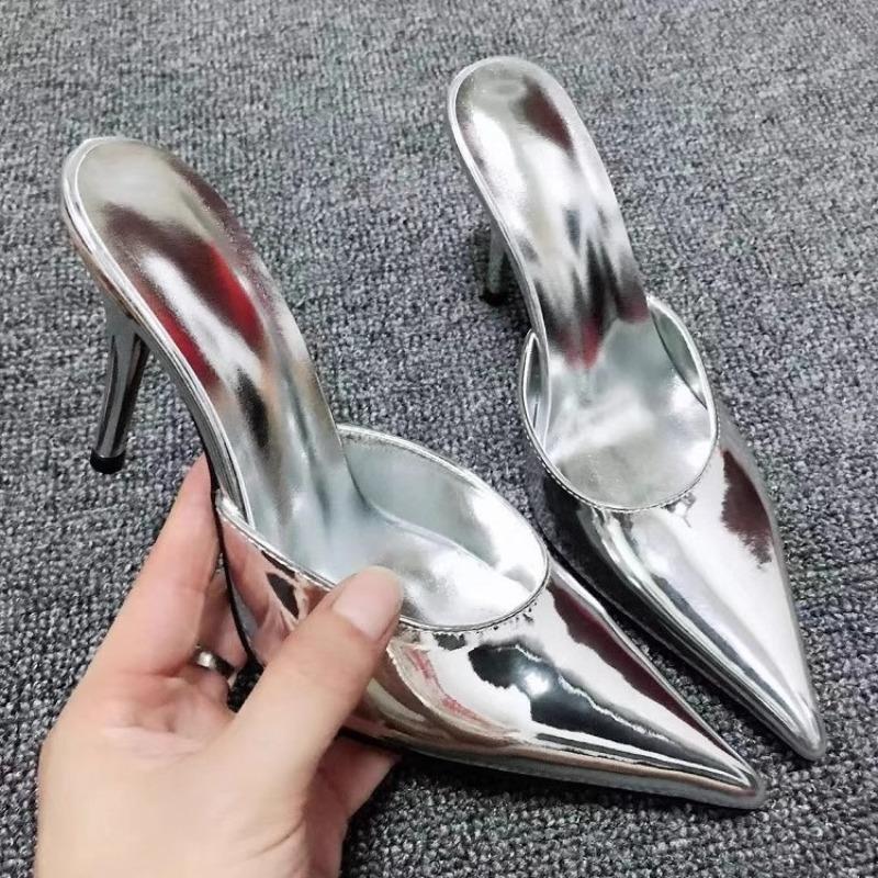 Sexy Pointed Toe Mules Slippers Women Spring Autumn Thin Heel Slingback Sandals Female Fashion Designer High Heels Sandals Women