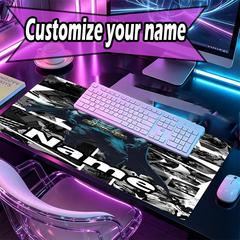 Custom Name Personalized Batman Pattern Mousepad, Laptop PC Desk Mat, Decorative Desk Mat for Home Keyboard Pad Gift