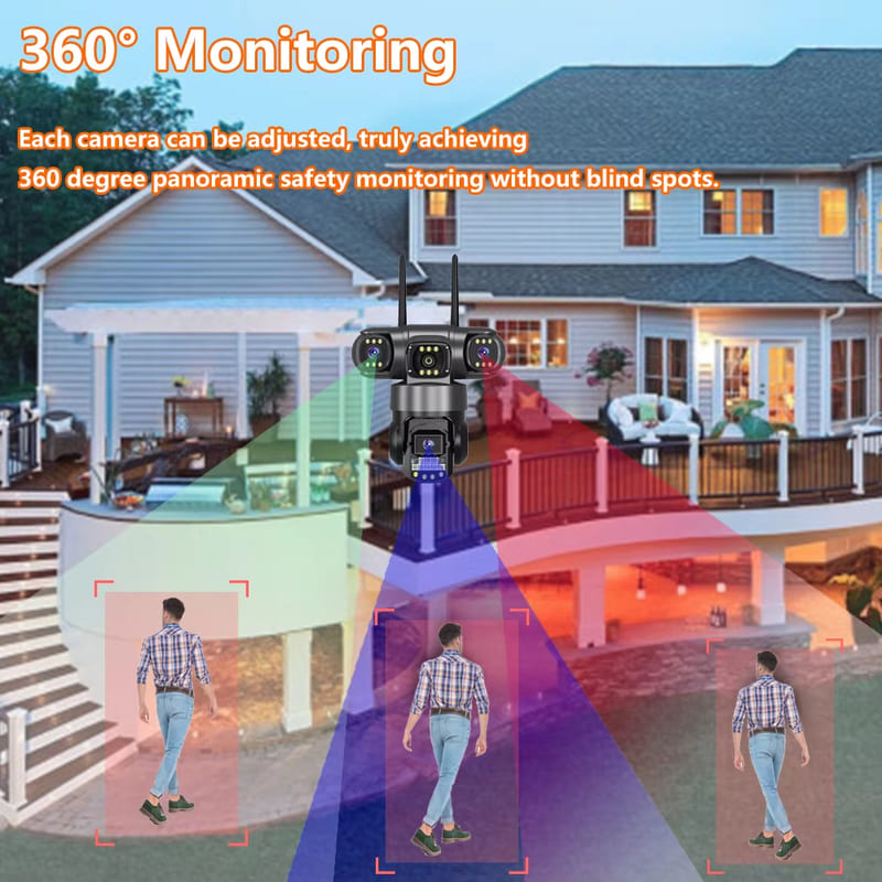 3-объективная камера видеонаблюдения Wi-Fi сетевая камера видеонаблюдения 4G SIM-карта беспроводной 360-градусный монитор наружные водонепроницаемые камеры безопасности
