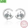 100 %Real Pure 925 Sterling Silver Earrings Moon Cubic Zirconia Cats Stud Earrings For Women Korean Earrings New Fine Jewelry