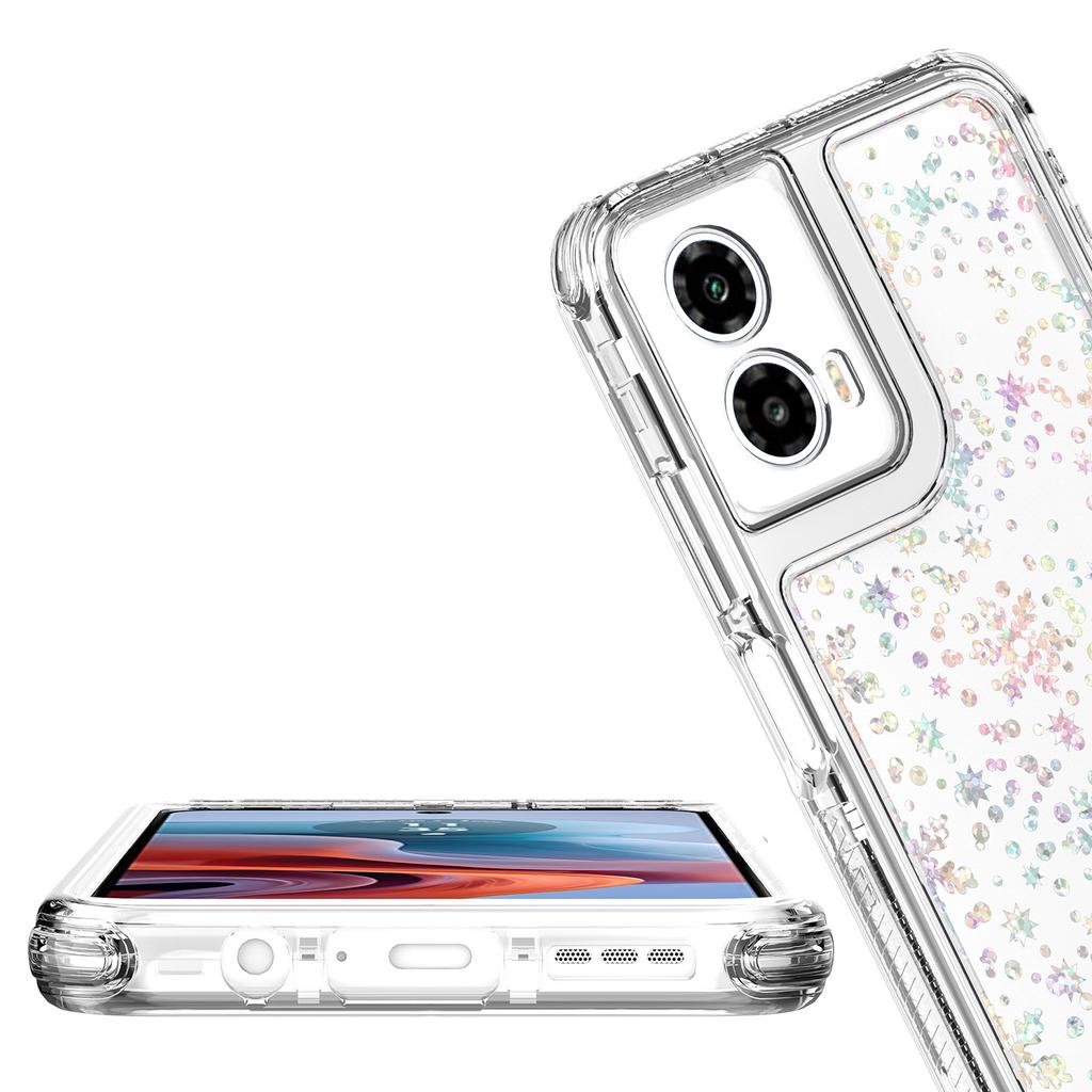 Чехол для Motorola Moto G34 5G с точными вырезами, прозрачный чехол из акрила и ТПУ для телефона с пленкой, напечатанной лазером