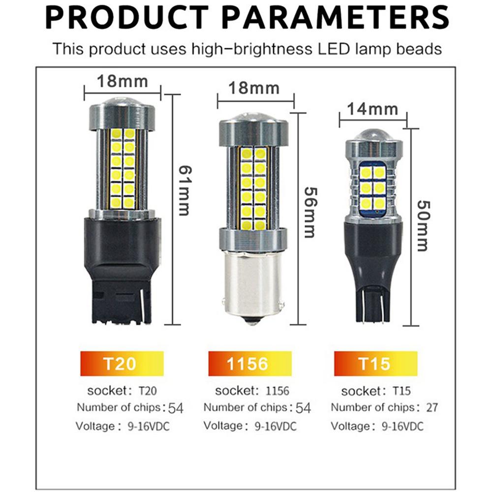 2 шт. светодиодный фонарь заднего хода для автомобиля W16W T15 54 SMD 1156 PY21W BAU15S указатель поворота BAY15D P21/5W 1157 стоп-сигнал W21/5W 7440 W21W T20 7443 задний противотуманный фонарь