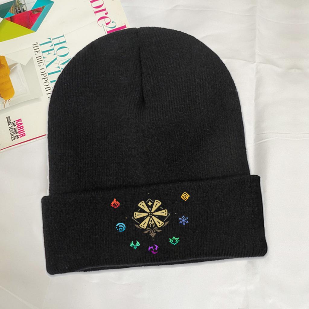 Genshin Impact Elements Impact Knitted Caps for Women Unisex Beanies Winter Hats Polyester Anime Game Warm Cap