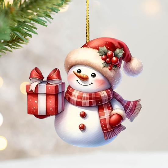 Подвеска в виде оленя Санта-Клауса, праздничная рождественская елка, подвесное украшение, акриловое украшение в виде мультяшного Санты