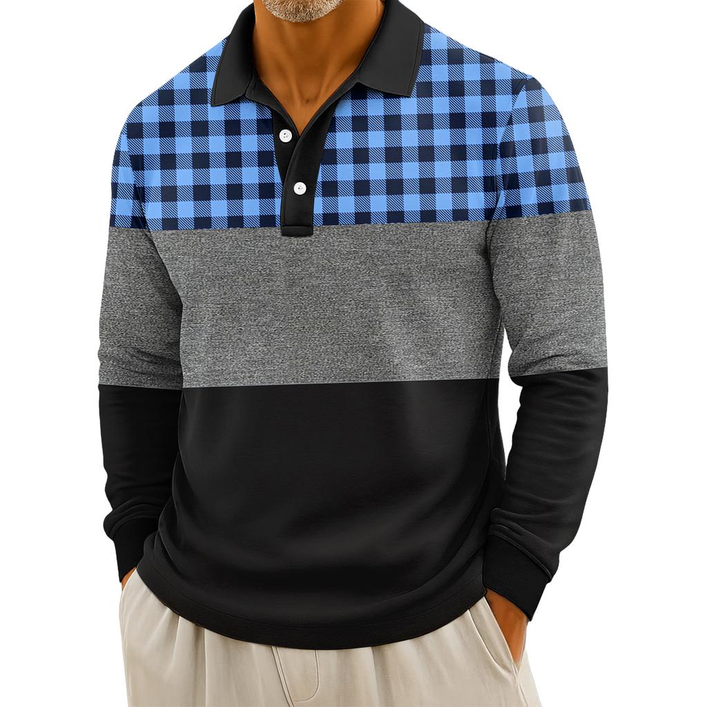 Мужские повседневные топы с длинными рукавами на пуговицах с полосатым принтом