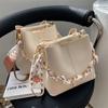 2024 Spring/Summer Women's Versatile Textured Crossbody and Shoulder Bucket Bag