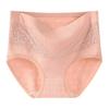 Lady Underpants High Waist Plus Slze Lace Trim Butt-covered Tummy Control Solid Color Elastic Panties Seamless Comfort Daily Sport Briefs