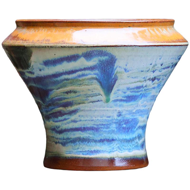 Большой Ручной Глиняный Керамический Цветочный Горшок – Дышащий Высокий Горшок для Суккулентов, Бугенвиллии, Стрелиции, Горшок из Фиолетовой Глины