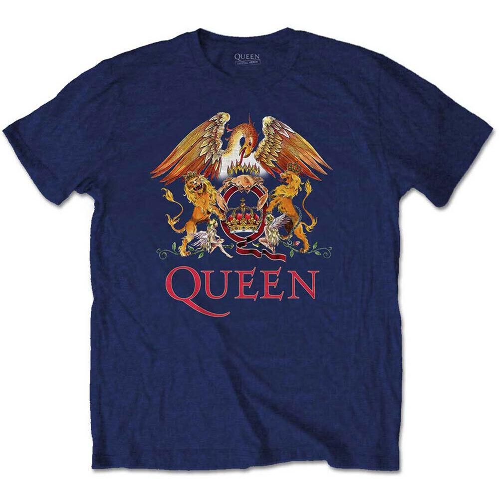Темно-синяя футболка унисекс Queen Classic Crest Slim Fit