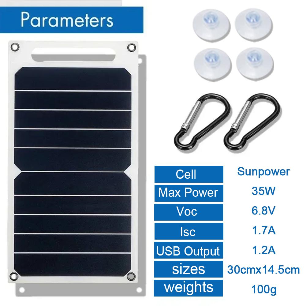 35 Вт Sunpower портативная солнечная панель 5 В солнечная пластина с USB безопасным стабилизирующим зарядным устройством для телефона Power Bank на открытом воздухе кемпинга дома RV подарок