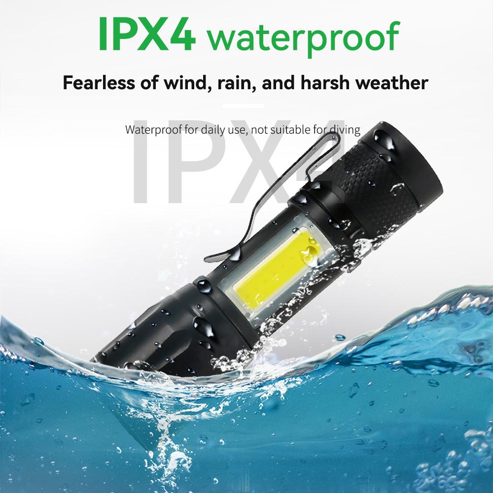 Мини-перезаряжаемый светодиодный фонарик COB + XPE, портативный фонарь для кемпинга, масштабируемый фокусный светильник, тактический фонарик с зажимом для ручки