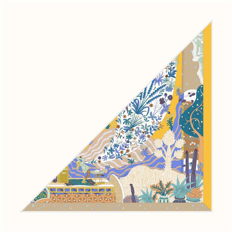 POBING Silk Scarf Women Geometric Triangle Scarves Head Echarpes Silk Foulards Femme Wraps Beach Shawls Bandana Lady Hijabs