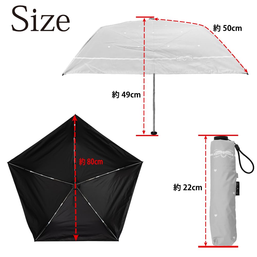 Зонт от солнца и дождя HAU с полиуретановым покрытием, 50 см, клетчатый, легкий, складной, с 5 спицами, 10002944, черный