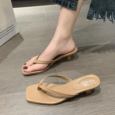 Мезонин шлепанцы обувь женские туфли-стилет на высоком каблуке лето 2025 новая мода квадратный носок крутые тапочки