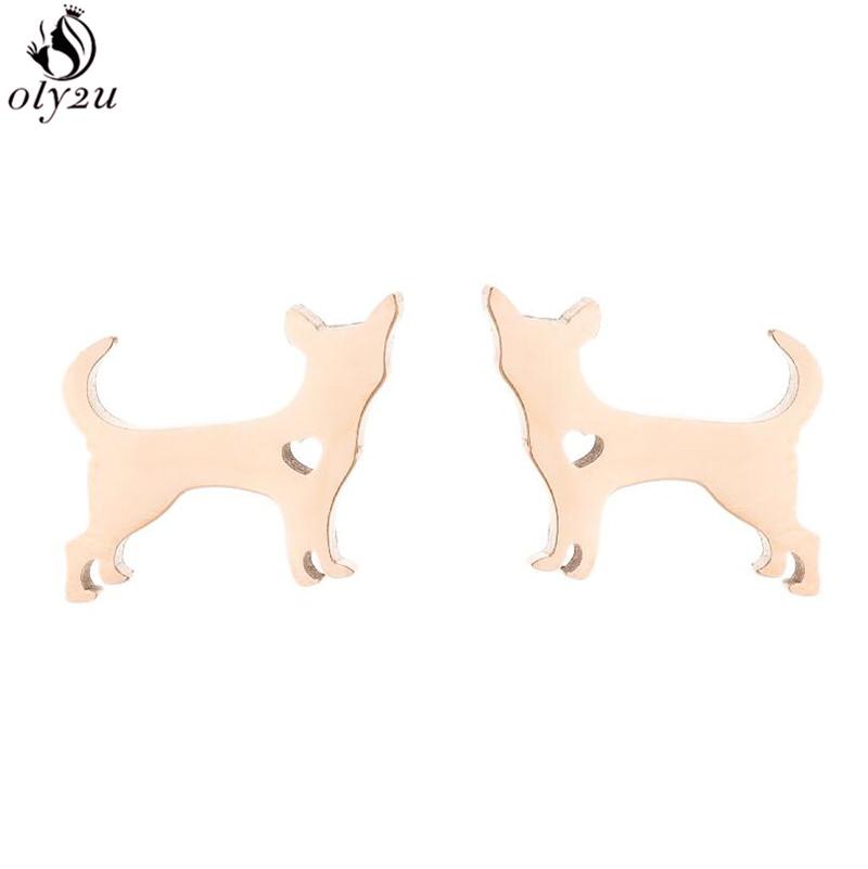 Cute Stainless Steel Heart Dog Earring for Women Cartoon Animal Ear Jewelry Girls Student Lovely Pup Earrings Gifts Accessories