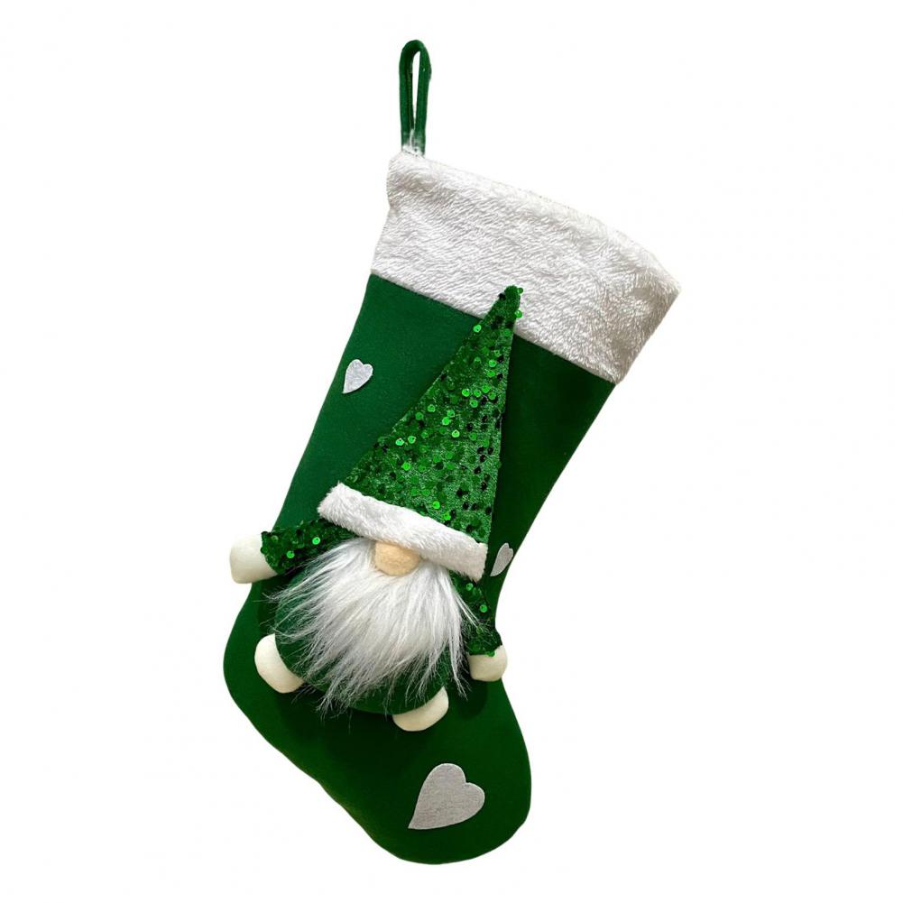 Набор рождественских чулок Праздничные носки-украшения Чулок с пайетками и Санта-Клаусом с декором в виде сердца для Рождества