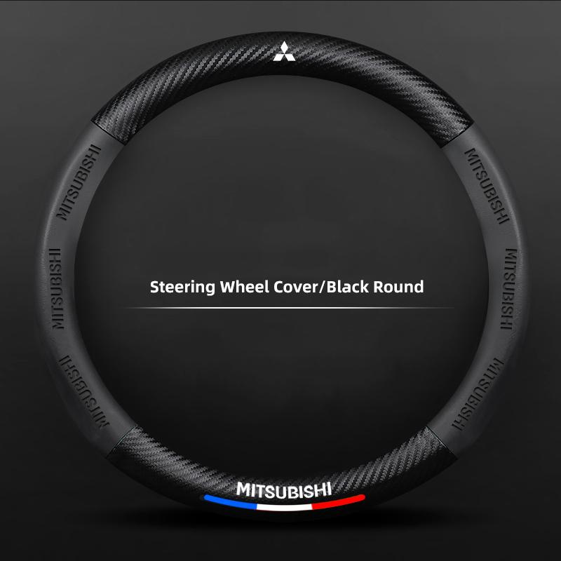 nlvc3 Carbon Fibre Leather Car Steering Wheel Cover Anti-slip Embossed Case For Mitsubishi Triton Ralliart Star Mirage Galant Xpander
