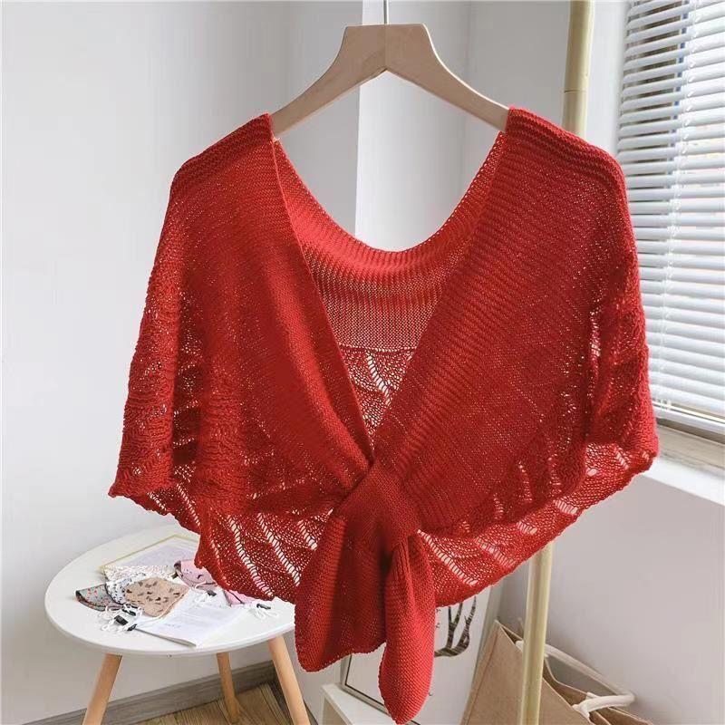 Women's Sweet Crochet Lace Tassels Knit Wide Collar Cape Shawl
