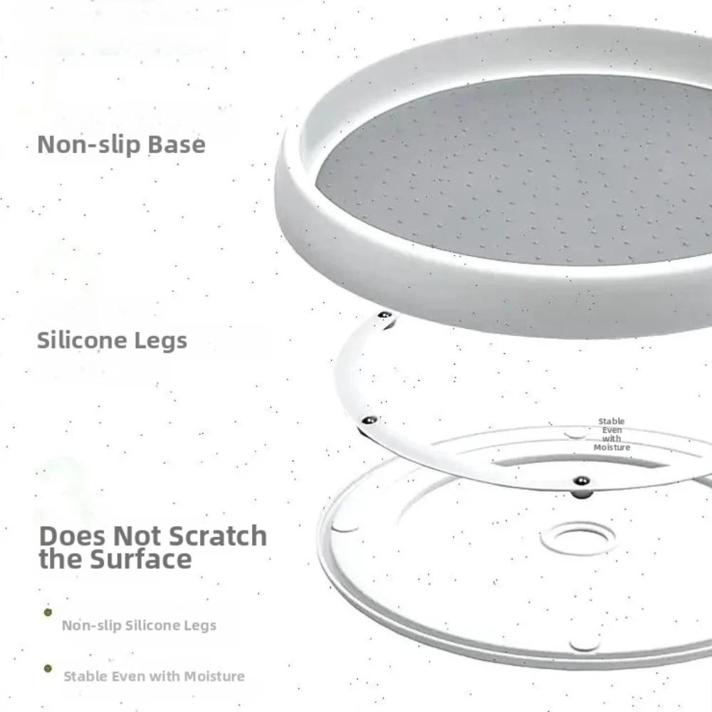 Multifunctional 360 Rotating Seasoning Storage Rack Non Slip Space Saving 360 Rotating Tray Round Organizer Spice Rack Office