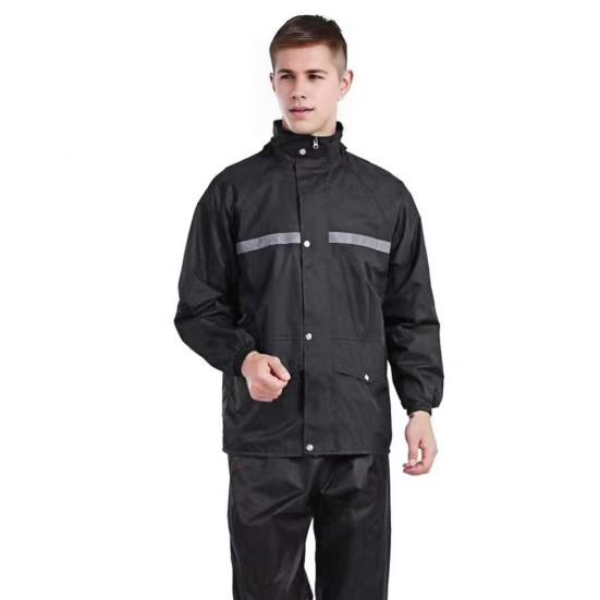 2Pcs/Set Raincoat Pants Set Men Women Hooded Long Sleeve Rain Jacket Elastic Waist