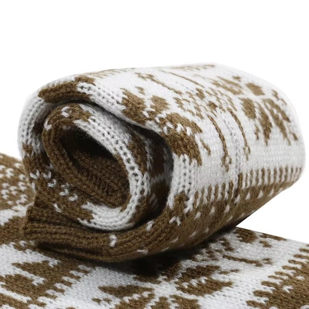 Retro Women Knitted Sock Snowflakes Calf Socks New Christmas Snowflake Knit Socks