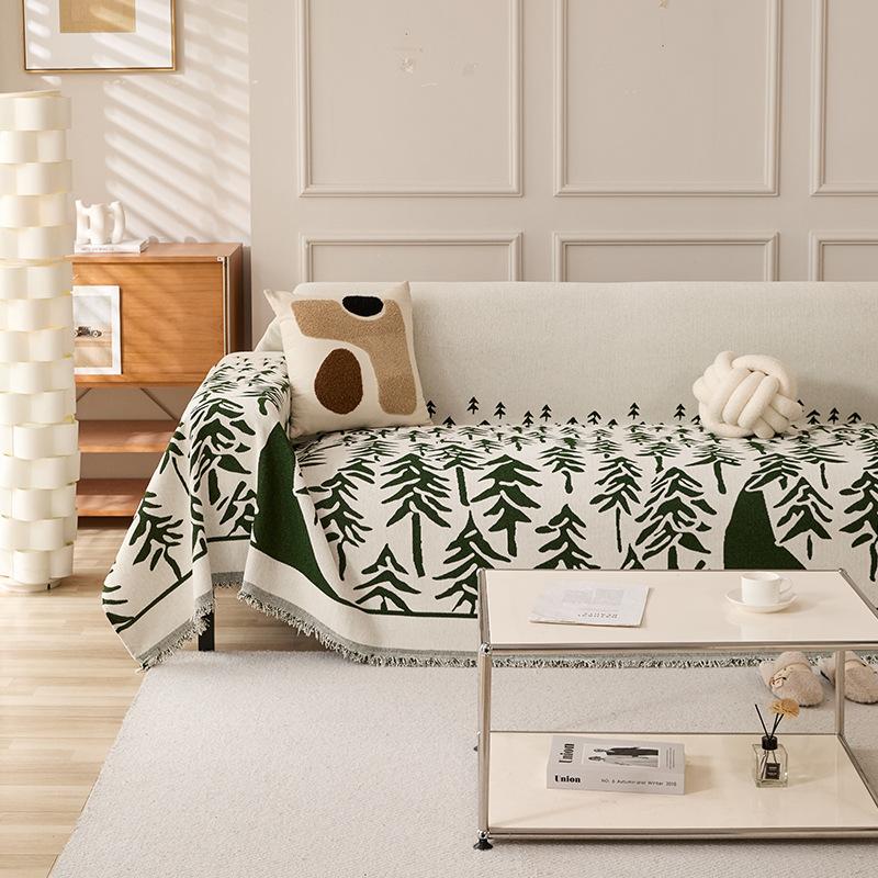 Chenille All Season Sofa Cover Cartoon Plant Modern Simple Sofa Throw Blanket