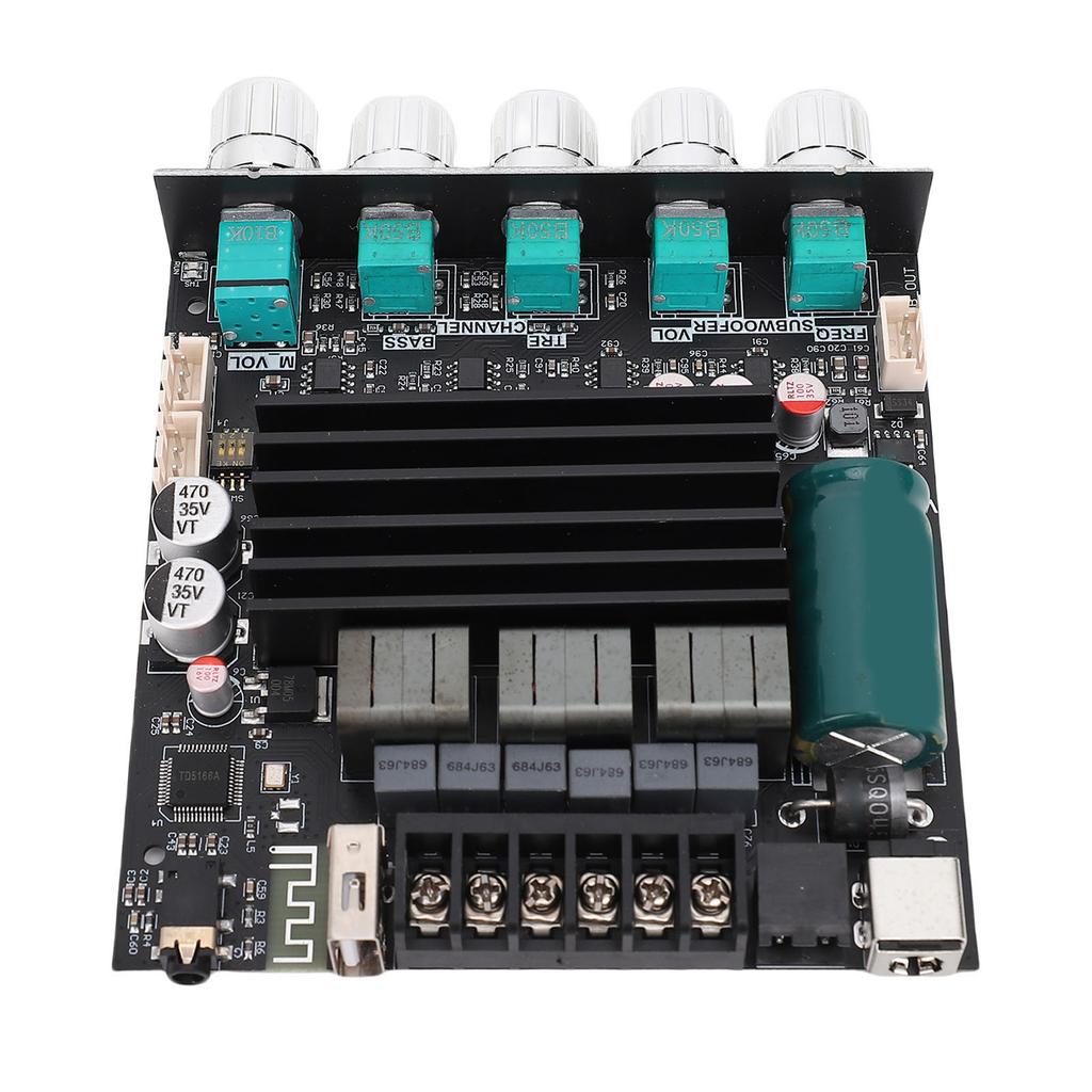 Плата усилителя мощности Bluetooth 5.1 2.1 канала 100 Вт+100 Вт+200 Вт Модуль цифрового звукового усилителя мощности для сабвуфера