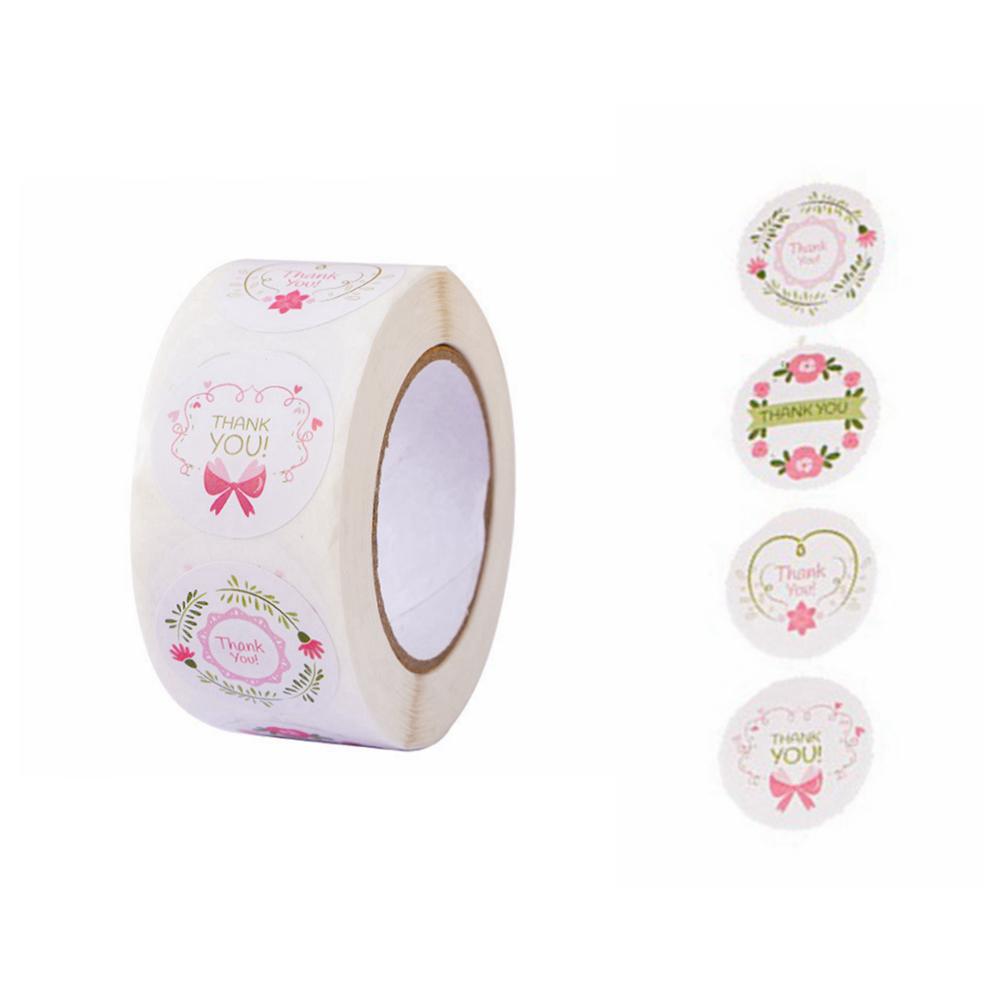 500pcs/roll Thank You Stickers Flower Pattern Party Wedding Decoration Gift Envelope Seal Labels Scrapbooking Stickers