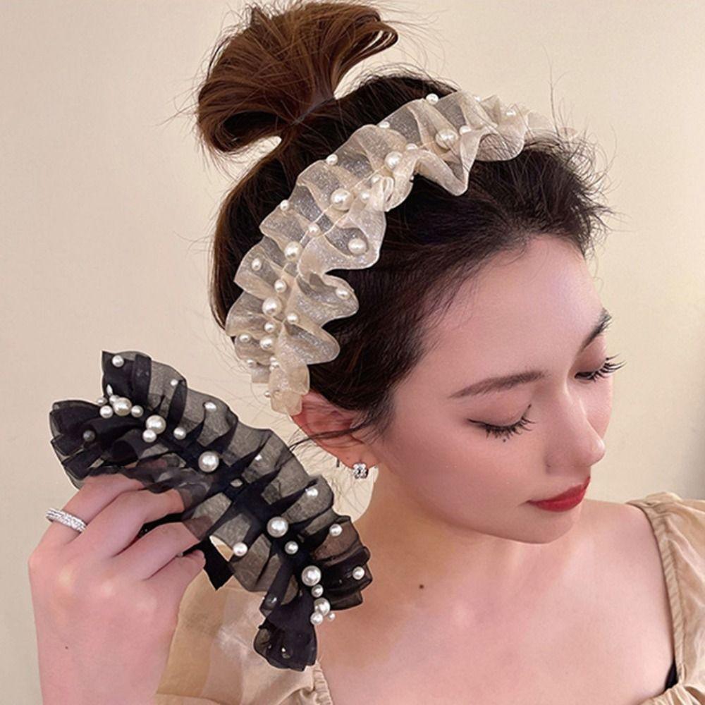 Mesh Women Headband Wide Hair Accessories Fashion Korean Style Hairband Photograph