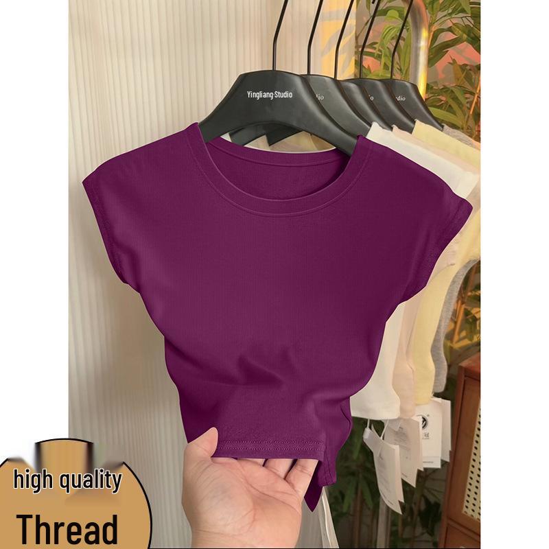 Женская облегающая футболка в корейском стиле с пышными рукавами – Новинка Весна/Лето 2026