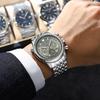 POEDAGAR Luxury Fashion Men Watch Stainless Steel Waterproof Luminous Quartz Male Clock Date Chronograph Military Men's Watches