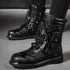 Cycling Boots Four Seasons Men's Outdoor Motorcycle Boots Plus Size High Top Casual Leather Boots Fashion British Anti Slip Boot