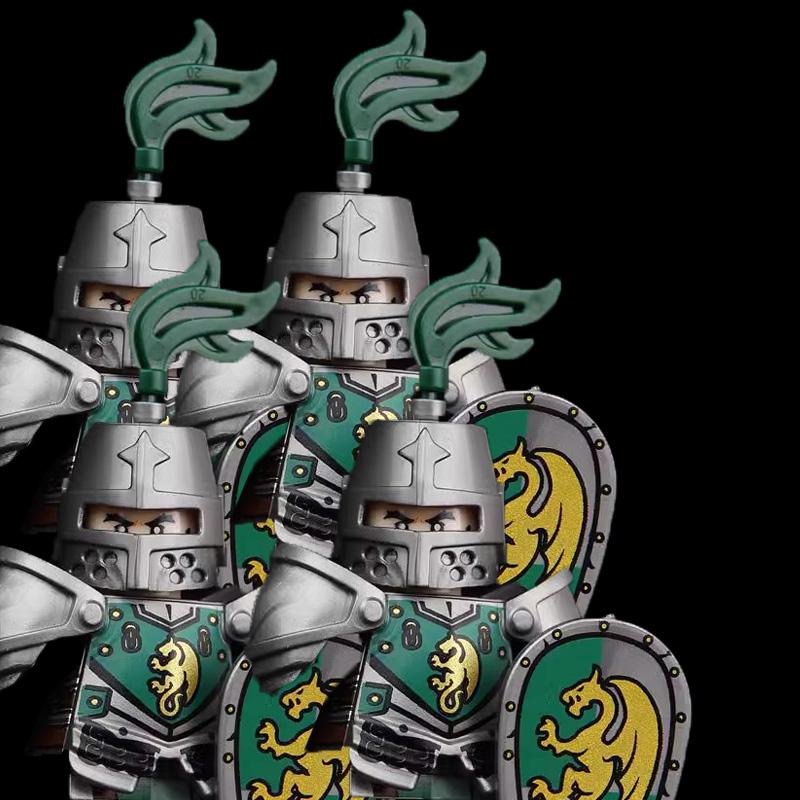 Средневековый Солдат Рыцарь Фигурка MOC Строительный Блок Зеленый Дракон Замок Пехота Орки Пират Римская Кавалерия Оружие Игрушки Подарки D122