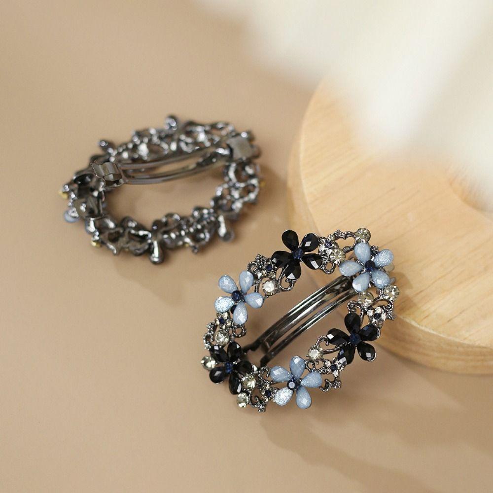 Роскошная овальная заколка для волос с цветком, со стразами и цирконом, верхняя заколка для женщин и девушек, аксессуары для волос