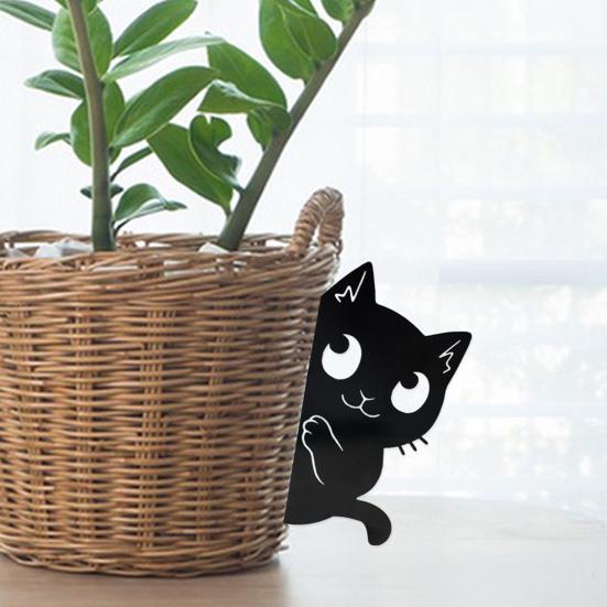 Черная кошка садовый знак металлический силуэт прячущегося кота украшение фермерский дом наружное украшение для любителей кошек двор домашний интерьер декор