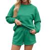 Женский однотонный свитер с воротником-стойкой и застежкой-молнией, длинный рукав, спортивные шорты, домашняя пижама