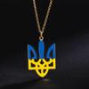 Нержавеющая сталь Украина Трезубец Ожерелье Сине-Желтое Флаг Украины Шарм Ожерелье Украинский Национальный Символ Трезубец Ожерелье