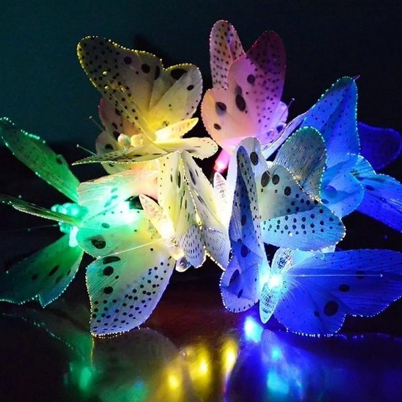 12 LED Solar Power Fibre Optic Butterfly Dragonfly String Light Garden Decor Outdoor String KTY