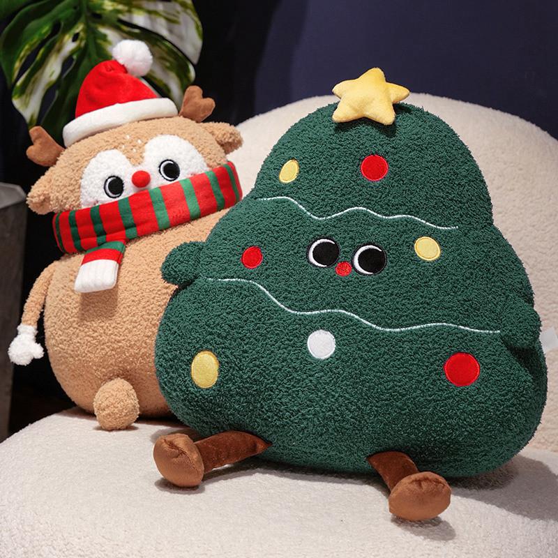 Christmas Santa Plush Cushion With Embroidered Cartoon Design For Living Room Decor