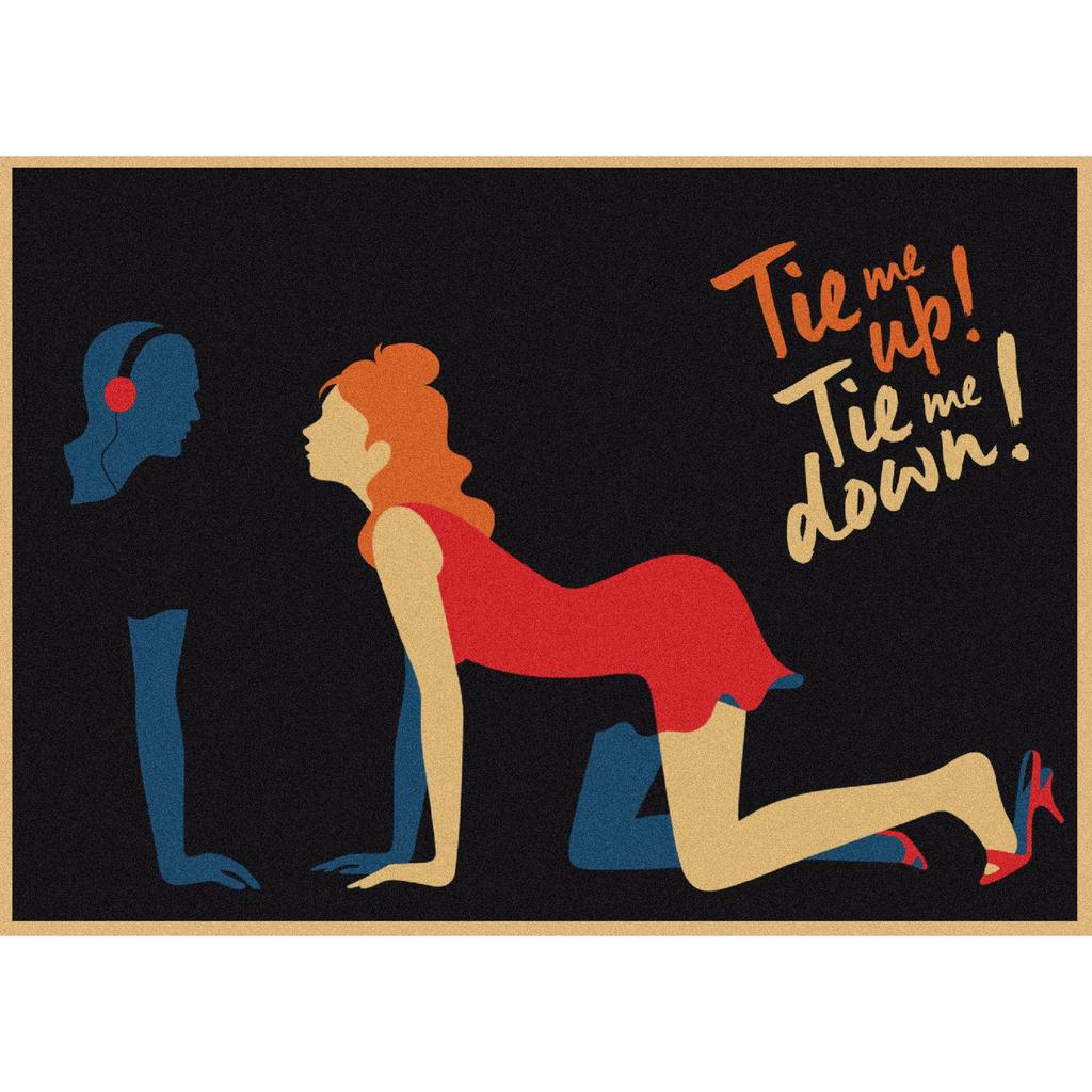 Malika Favre Retro Girl Illustration Kraft Paper Poster for Bar or Cafe Wall Decor