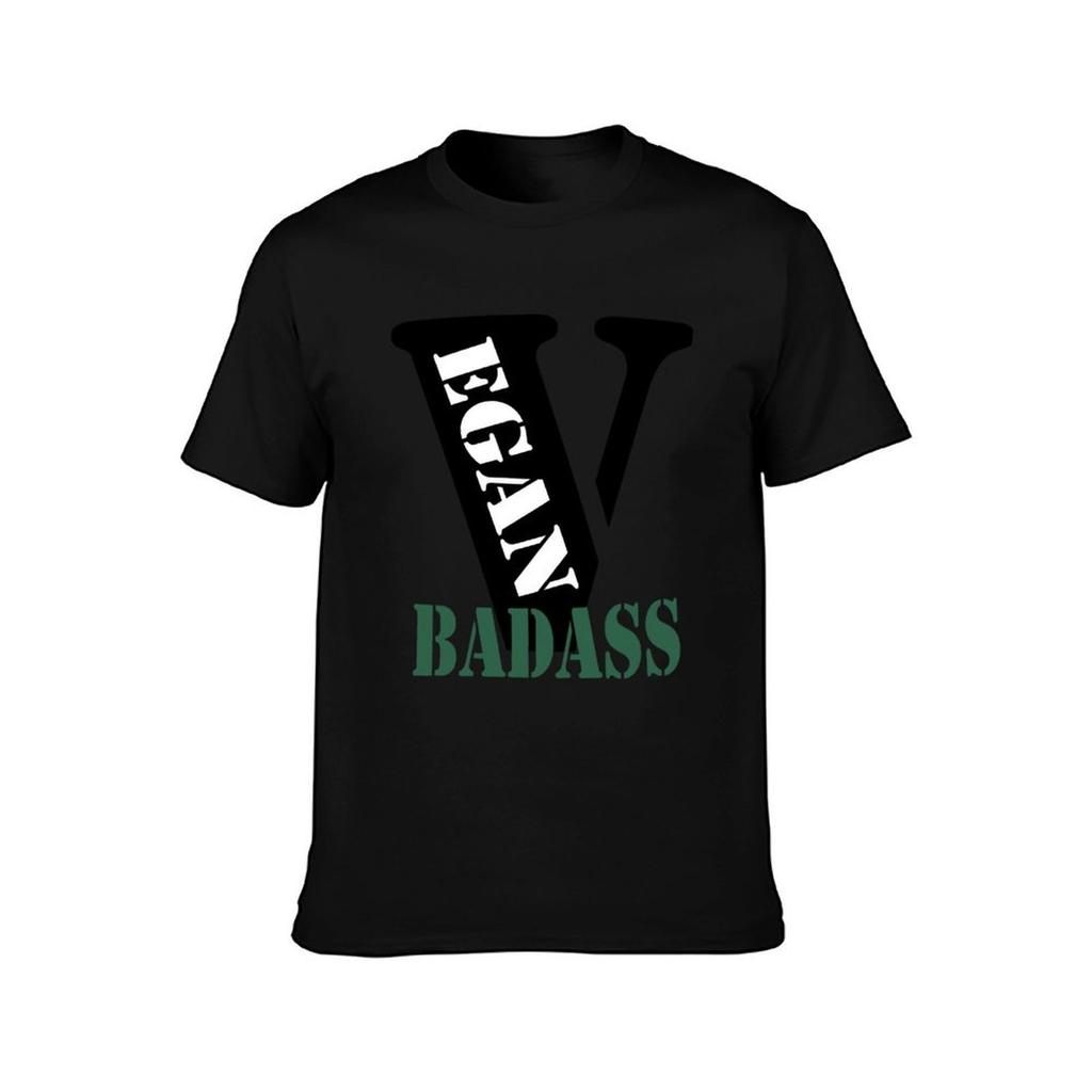 VEGAN BADASS TShirt Basic Solid Color Short Sleeve TShirt