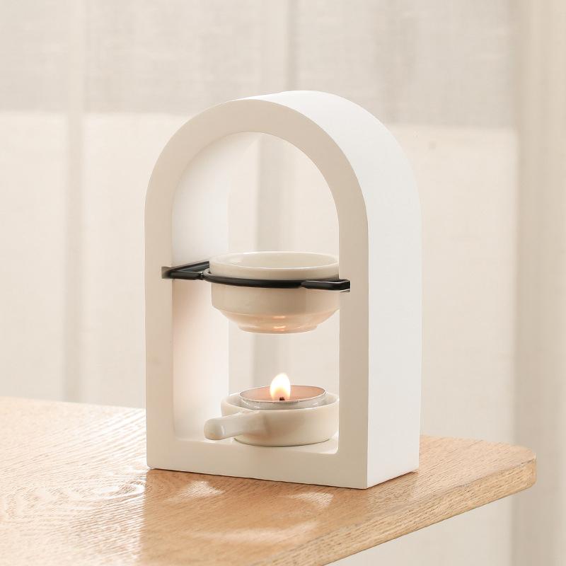 1 шт. Рамка Декоративная арка Прочный гипс Гладкий горелка Современная ароматерапия Многоцелевая свечная лампа Теплоэффективная