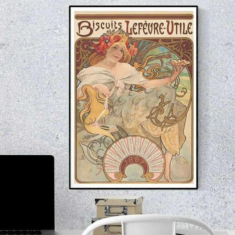 Vintage Artwork Posters Wall Art Canvas Painting Retro Posters and Print Wall Picture for Living Room Decoration