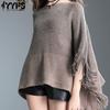 Women's Fashion Casual Fall Winter Solid Color Print 1/2 Sleeves One Shoulder Sweaters