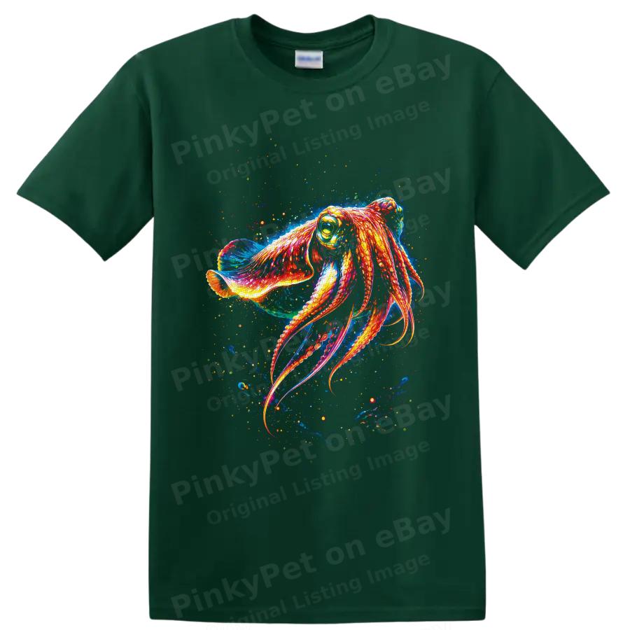 Octopus T Shirt Colorful Ocean Animal Neon Splash Art Graphic Tee Gift Lovers