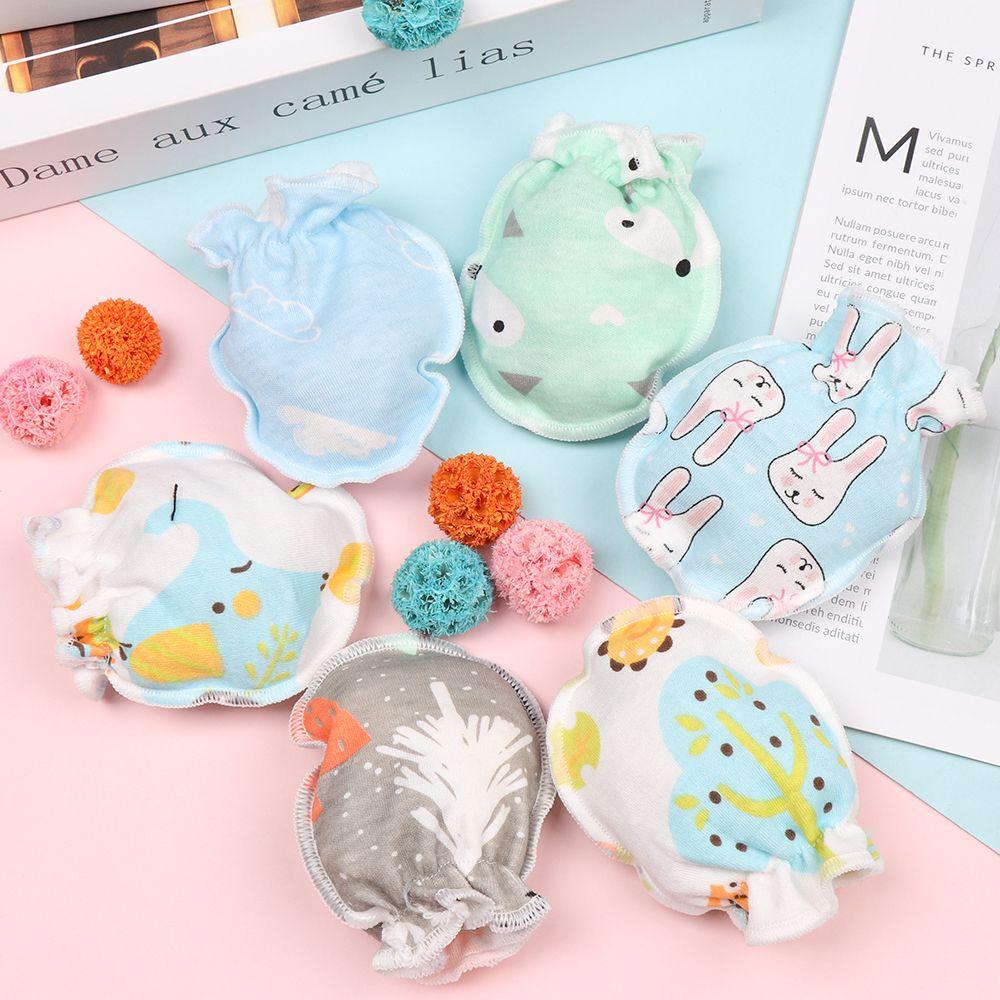 1/5/10 Pairs Random Pattern Protection Face Soft Cute Anti Scratching Full Glove Mittens Baby Gloves